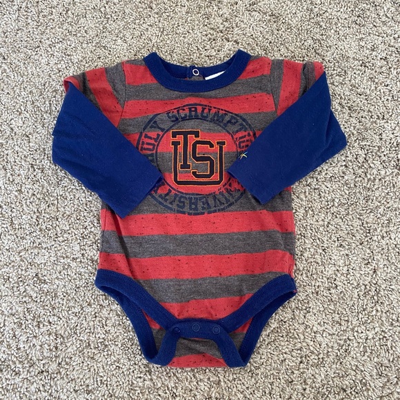 Truly scrumptious by heidi klum baby boy striped onesie bodysuit size 6 months - Picture 4 of 6